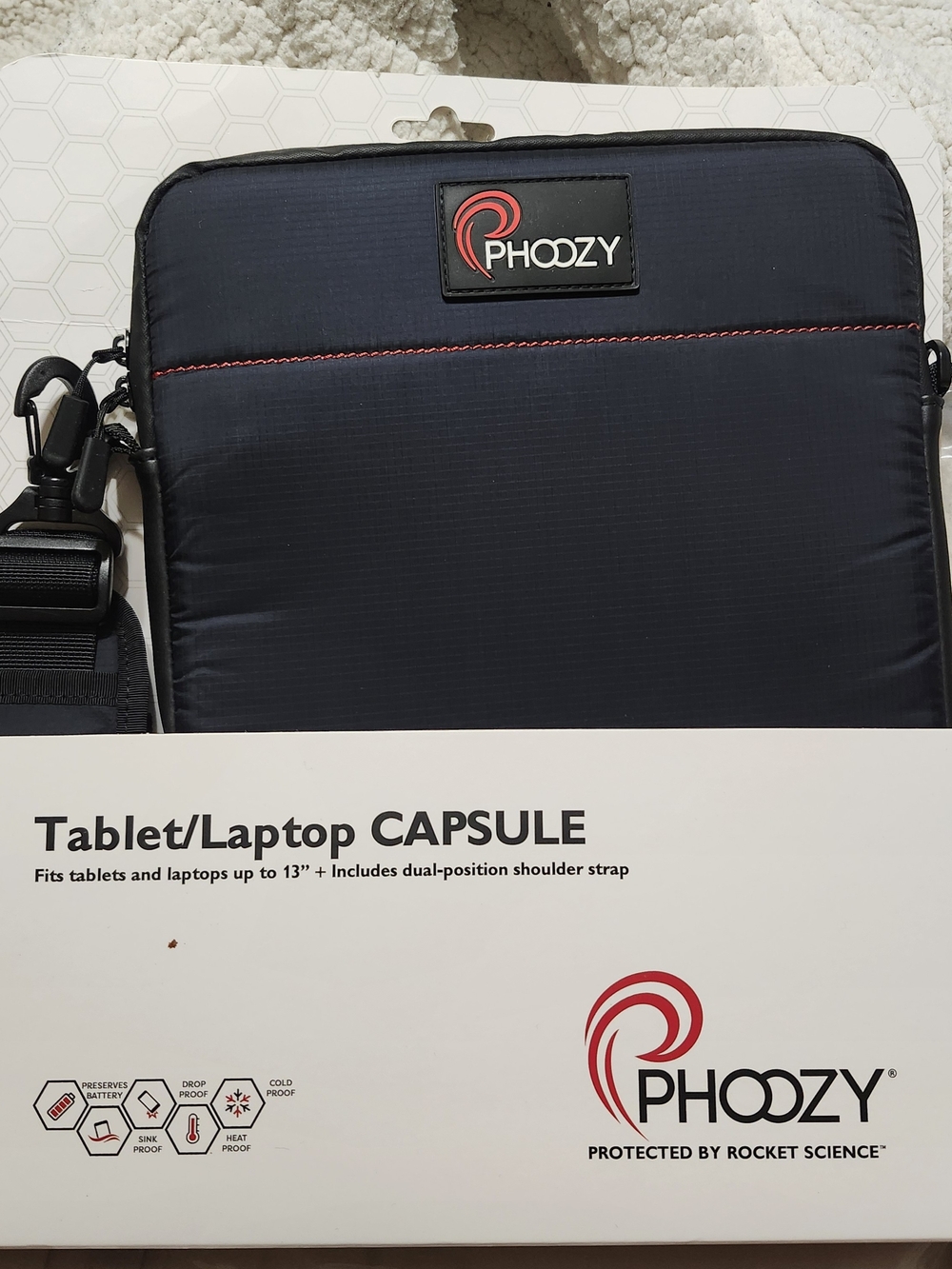 Phoozy Navy Tablet/Laptop Capsule Sleeve with Shoulder Strap